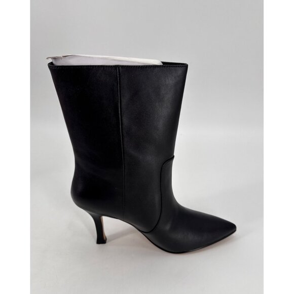 Lisa Vicky Women's Boots Black Leather Pointed Toe Stiletto Mid Calf Size 10 - Picture 7 of 13